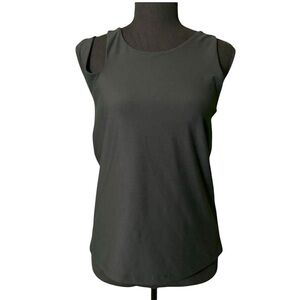 BECCO womens black cutout shoulder tank with built in sports bra